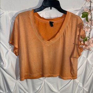 wild fable Orange Cropped V-Neck Tee